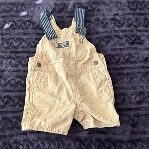 OshKosh B'gosh Beige Kids Overalls with Striped Straps